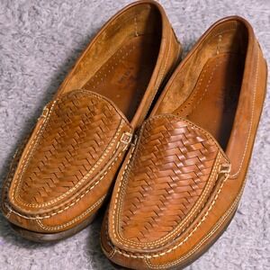 Duck Head Woven Leather Loafers Tan Brown Driving Moccasins Preppy Mens 10M